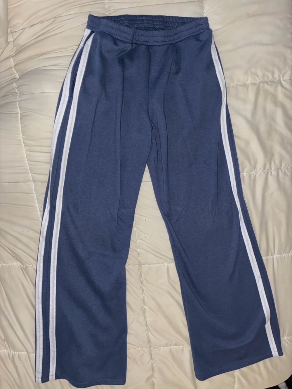 Urban Planet Navy Track Pants with Double White Side Stripes